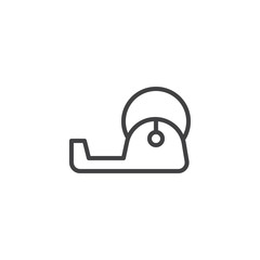 Office tape dispenser line icon, outline vector sign, linear style pictogram isolated on white. Adhesive tape symbol, logo illustration. Editable stroke