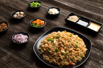 tasty japanese food on table