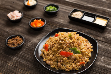 tasty japanese food on table