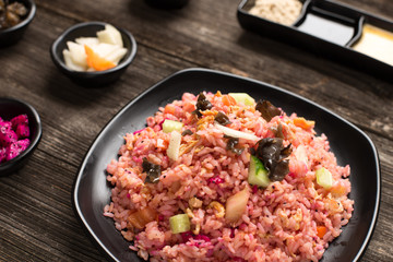 tasty japanese food on table