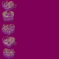 One side frame for wedding and Valentine. It is made in ornaments with cats and stars.