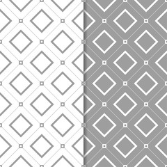 Gray and white geometric prints. Set of seamless patterns