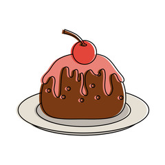 Cherry cake sweet dessert icon vector illustration graphic design