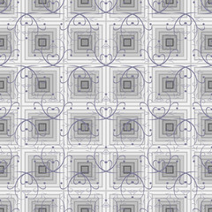 Twig on gray square seamless pattern