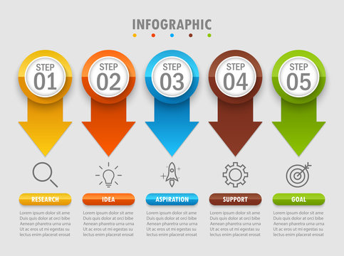Business Infographic arrow modern five step