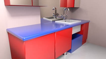 Design of a modern bathroom - 3D rendering