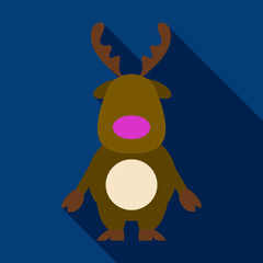 Flat icon with shadow Christmas deer