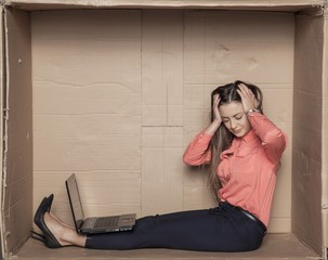 business woman has a headache from overwork