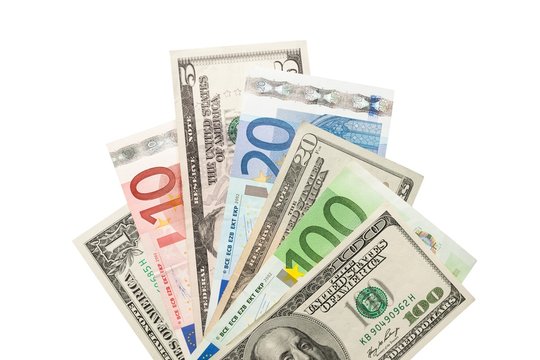 Dollar and Euro Bills