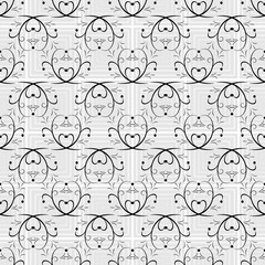 Twig on gray square seamless pattern