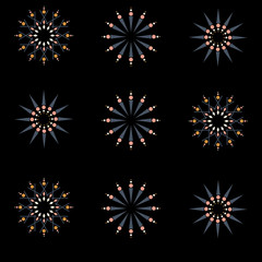 Vector seamless pattern with snowflakes. Scandinavian design style geometric shapes with worn out texture in retro colors.