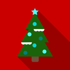 Flat icon with shadow Christmas tree