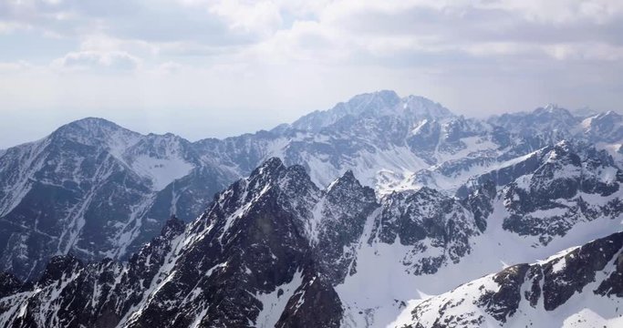 Panoramic wiev from Lomnicky Stit. High Tatras mountains of Slovakia.