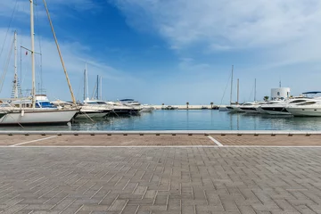 No drill light filtering roller blinds Port Yachthafen Renderbackplate von Santa Eularia auf Ibiza Spanien 2