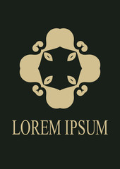 Vintage ornamental emblem. Luxury elegant ornament. Flourished logo. Element for brochures. Template for design. Vector illustration