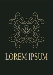 Vintage ornamental emblem. Luxury elegant ornament. Flourished logo. Element for brochures. Template for design. Vector illustration