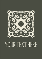 Vintage ornamental emblem. Luxury elegant ornament. Flourished logo. Element for brochures. Template for design. Vector illustration