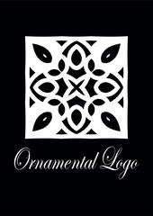 Vintage ornamental emblem. Luxury elegant ornament. Flourished logo. Element for brochures. Template for design. Vector illustration