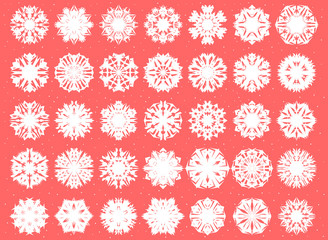 Set of white snowflake for your New Year design. Snowflake for posters, cards, invitation design. Snowflakes set.