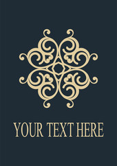 Vintage ornamental emblem. Luxury elegant ornament. Flourished logo. Element for brochures. Template for design. Vector illustration