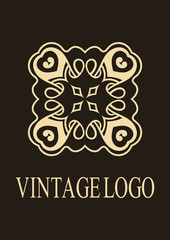 Retro ornamental logo. Flourished ornate emblem. Luxury elegant ornament. Vintage element. Template for design. Vector illustration
