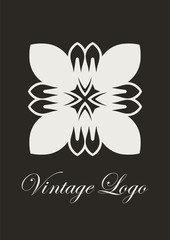 Retro ornamental logo. Flourished ornate emblem. Luxury elegant ornament. Vintage element. Template for design. Vector illustration