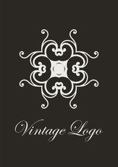 Retro ornamental logo. Flourished ornate emblem. Luxury elegant ornament. Vintage element. Template for design. Vector illustration