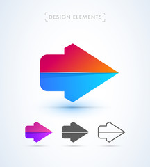 Vector abstract arrow icons. Material design, flat, line art style. Logo, application icon, map direction signs bundle