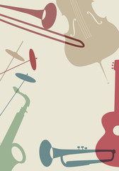 Naklejka premium Jazz Poster. Set of musical instruments typical of jazz music