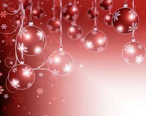 Fototapeta na wymiar Red Christmas background with balls