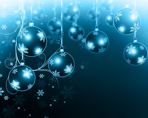 Christmas background blue balls