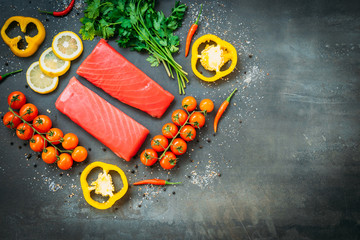 Raw tuna fish fillet meat