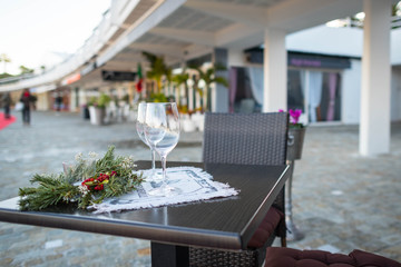 Beautifully decorated table in the restaurant