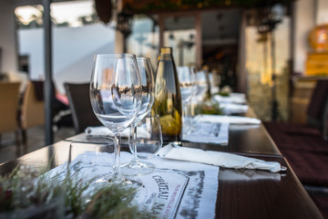 Beautifully decorated table in the restaurant