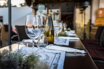 Beautifully decorated table in the restaurant