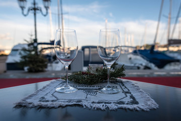 Beautifully decorated table in the restaurant