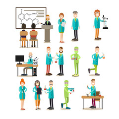 Science people vector flat icon set
