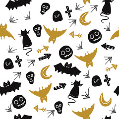 Seamless pattern with Halloween Design. Vector illustration.