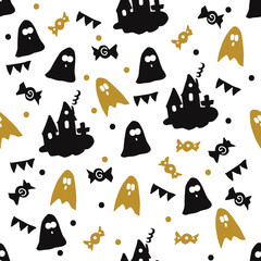 Seamless pattern with Halloween Design. Vector illustration.