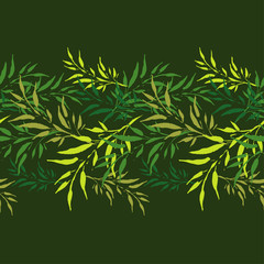 Seamless vector background with decorative branche and leaves. Pattern with plants. Textile rapport.