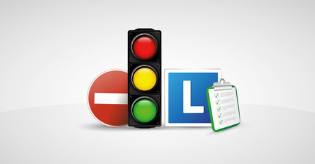 Driving School & course, Vector icon, illustration, banner Ai & EPS
