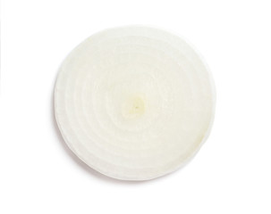 Sliced fresh onion on white background