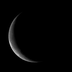 Waning crescent - 14% of moon surface visible. Image is a composition of several panels, made with...