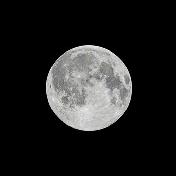 Full moon on black night sky background