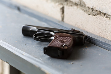 Gun on a firing boundary support before application