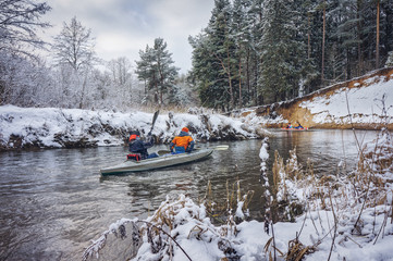 Winter adventure on a kayak.