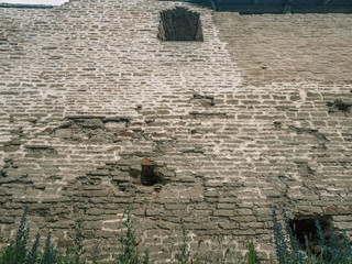 High Limestone Wall Of Ancient Izbosrk Fortress
