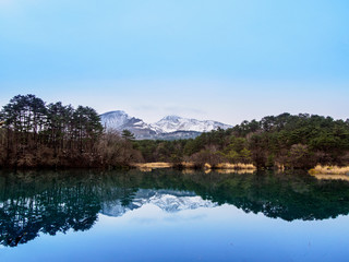 Fototapeta na wymiar mountain and lake in Fukushima , Japan