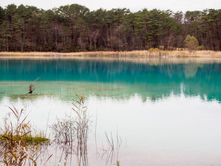 the lake in the autumn in Fukushima   Japan