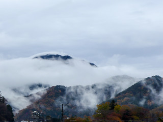 Mountain with sky and cloud in autumn , Japan